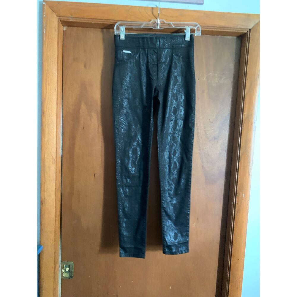 Coco & Carmen Snake Print Leggings XS Black Faux Leather Look